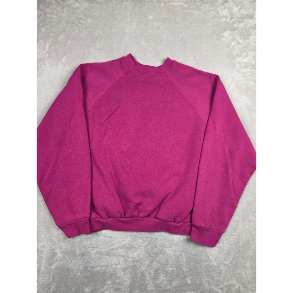 Vintage Tultex Sweatshirt Women L Pink 90s Maximum Sweats Raglan Pullover Fleece